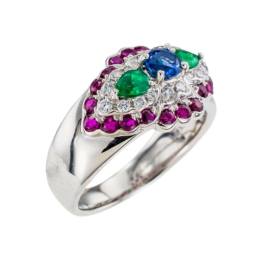 ruby sapphire emerald diamond ring