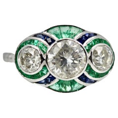 Used Emerald Diamond Sapphire 18K Ring