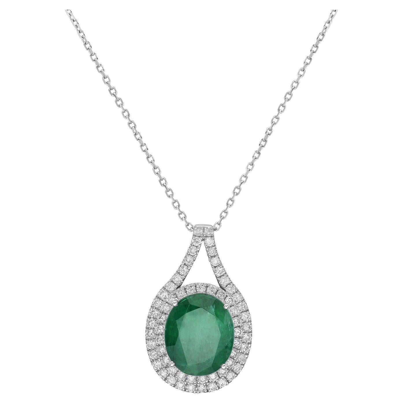 Smaragd-Diamant, gefasst in 14K Gold-Anhänger