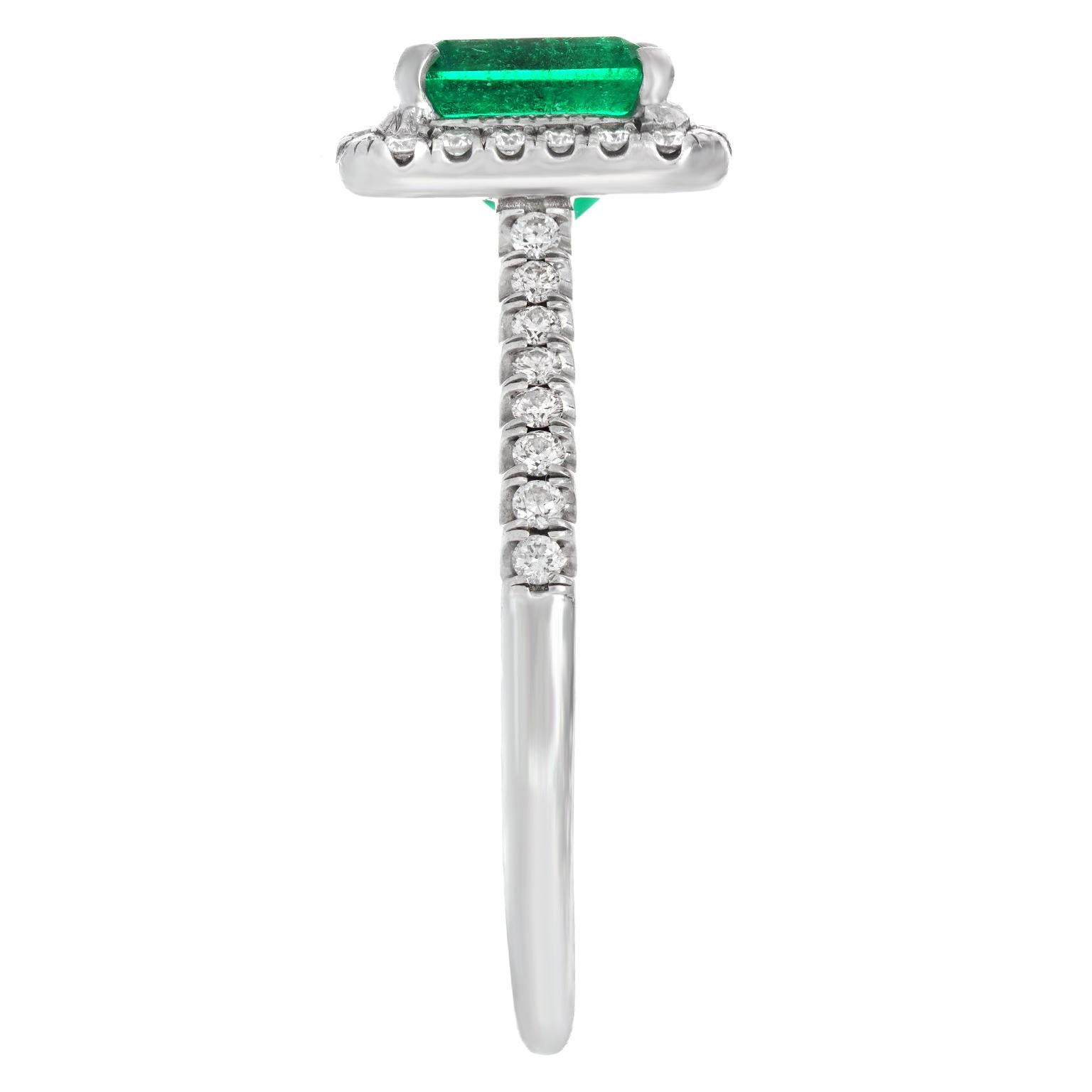 Emerald & Diamond Set Platinum Ring For Sale 5