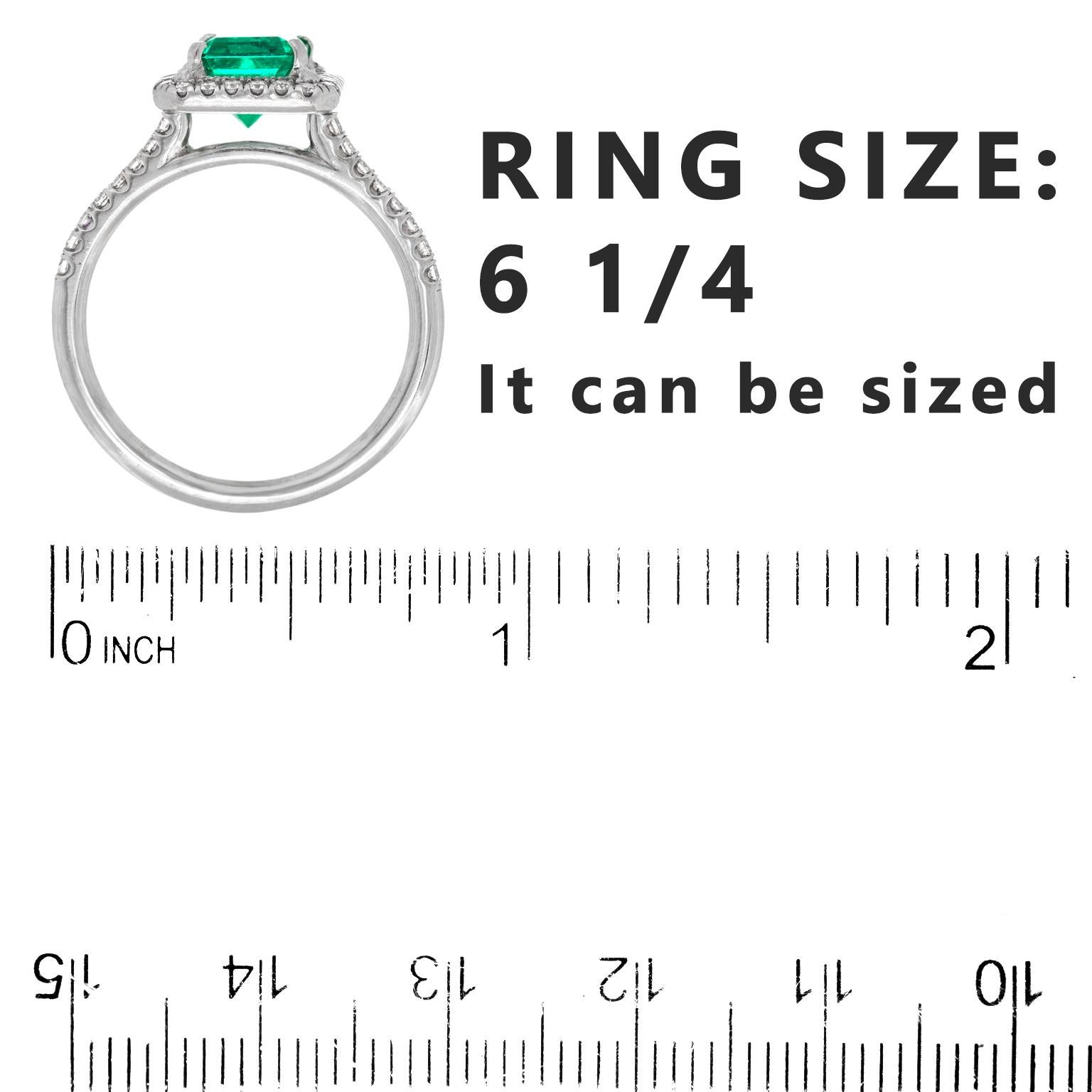 Emerald & Diamond Set Platinum Ring For Sale 1