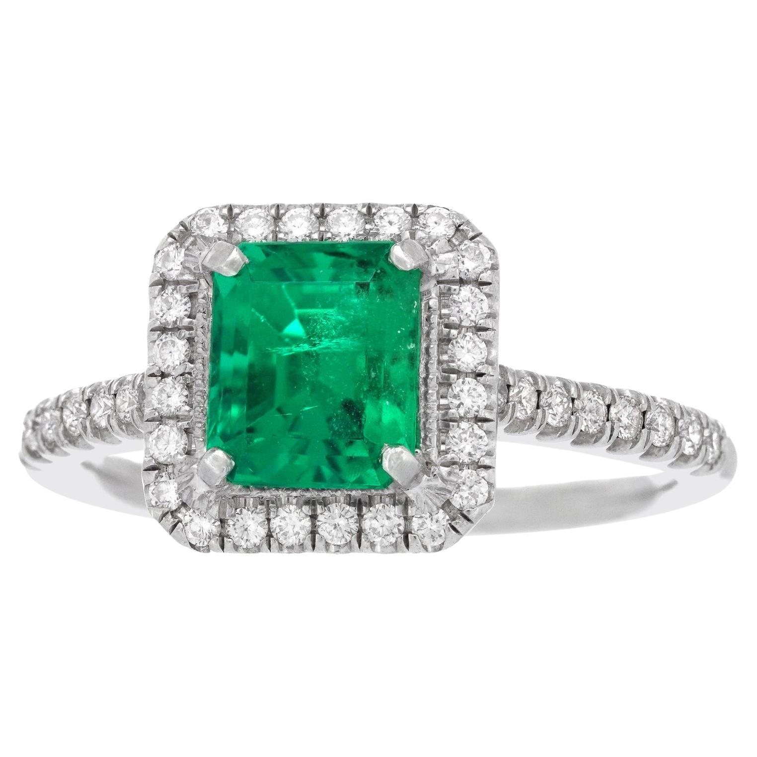 Emerald & Diamond Set Platinum Ring