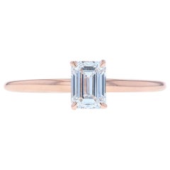 Emerald Diamond Solitaire in Rose Gold