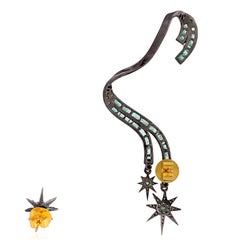 Pendientes Brazalete Estrella Diamante Esmeralda