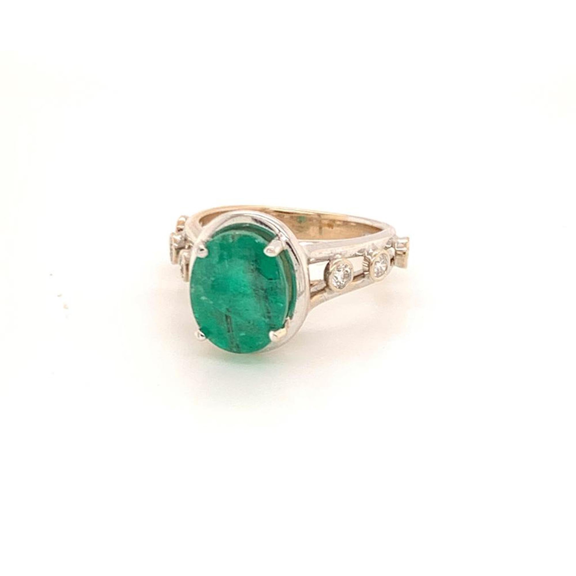 Emerald Diamond Statement Ring 4.05 TCW 14k White Gold Women Certified For Sale 1