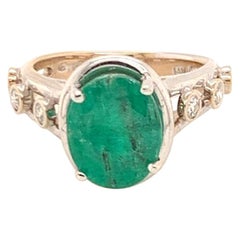 Statement-Ring mit Smaragd und Diamant, 4,05 TCW, 14k Weißgold, zertifiziert