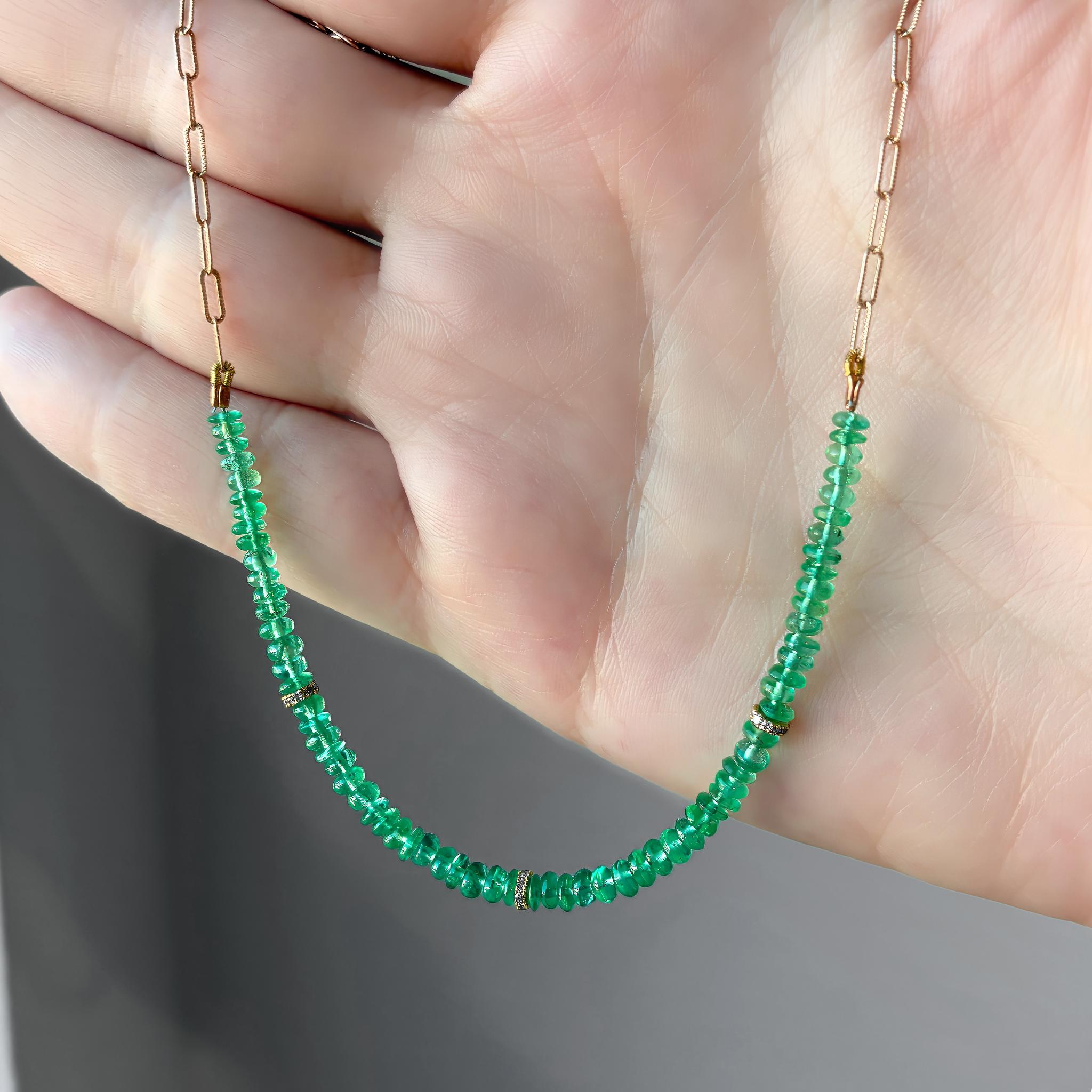 Art déco Collier en or jaune Emerald Diamond Station One-of-a-Kind, Just Jules 2024 en vente