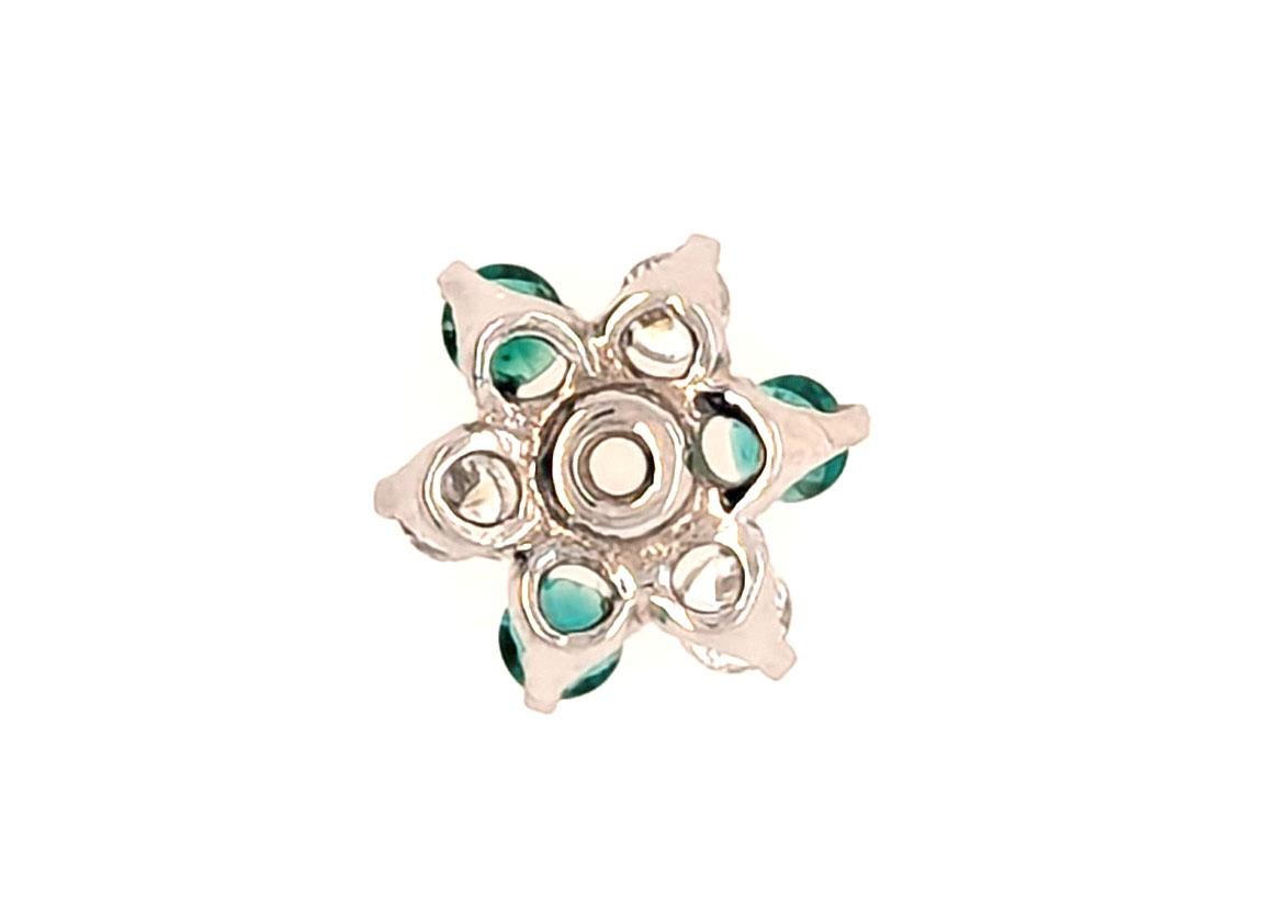 Emerald Diamond Stud Earring Enhancer Single Jacket .25ct 14K White Gold In Excellent Condition For Sale In Dearborn, MI