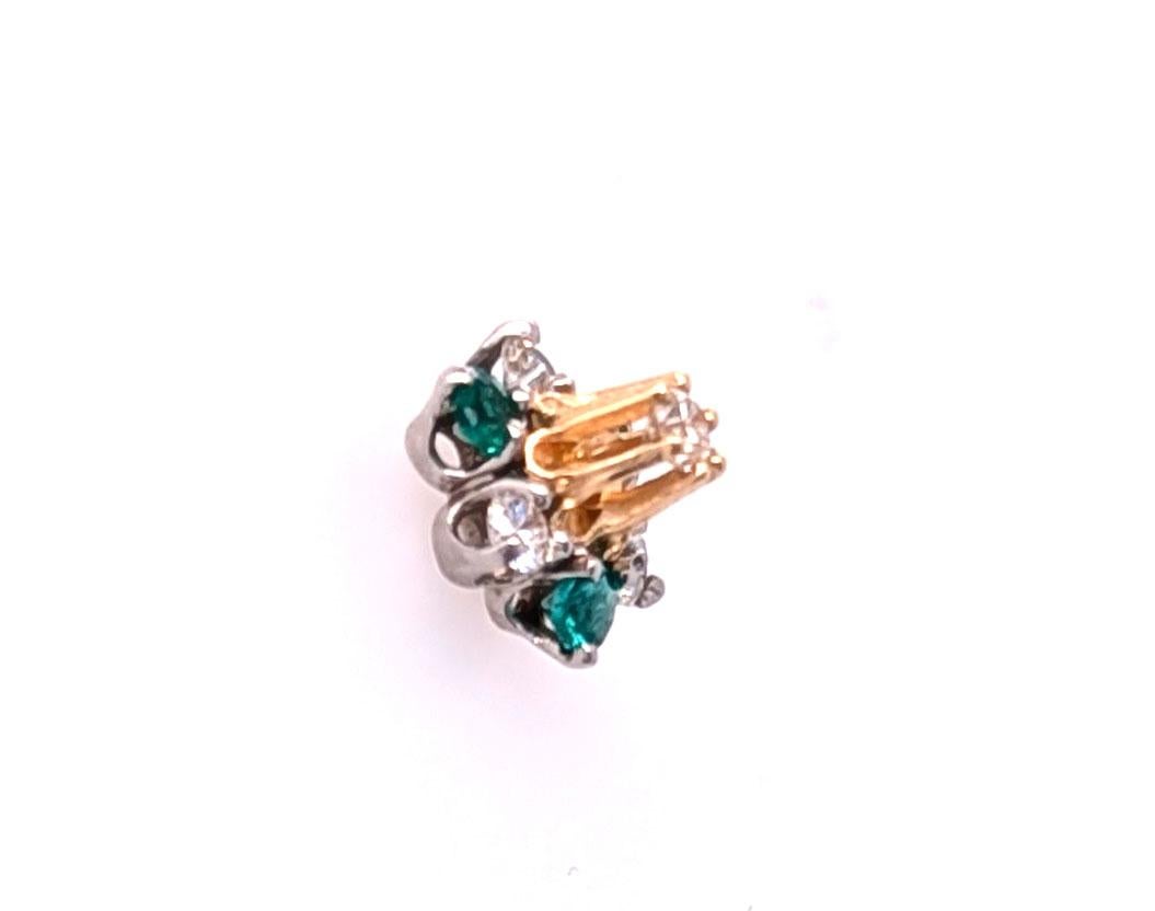 Emerald Diamond Stud Earring Enhancer Single Jacket .25ct 14K White Gold For Sale 1