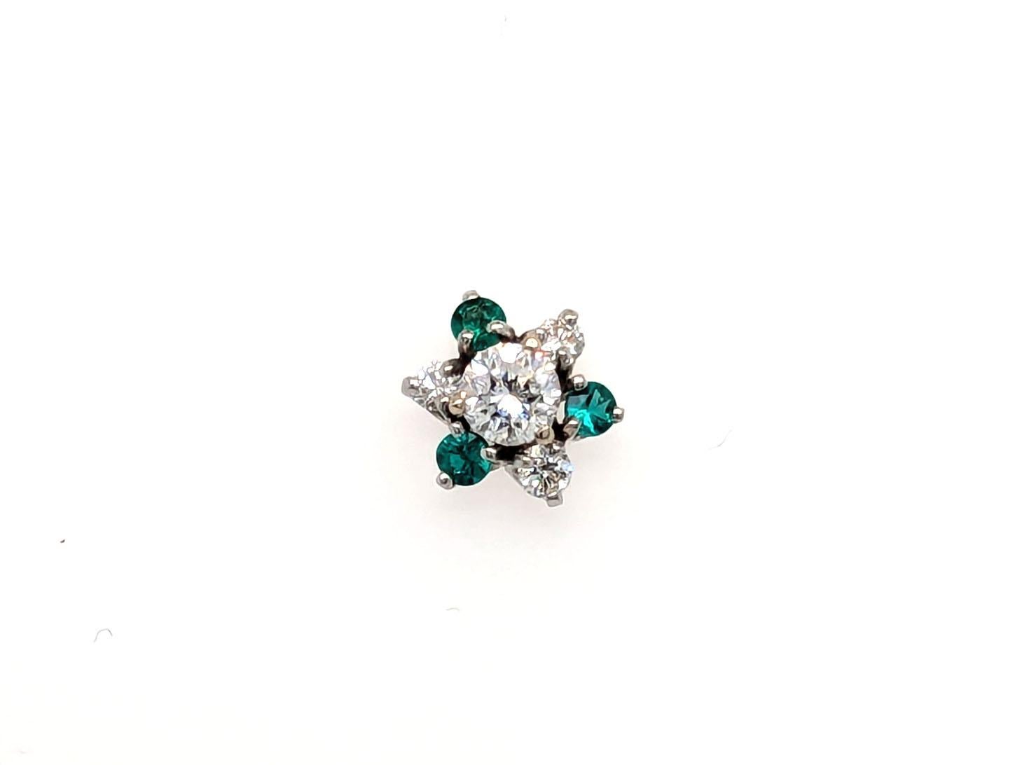Emerald Diamond Stud Earring Enhancer Single Jacket .25ct 14K White Gold