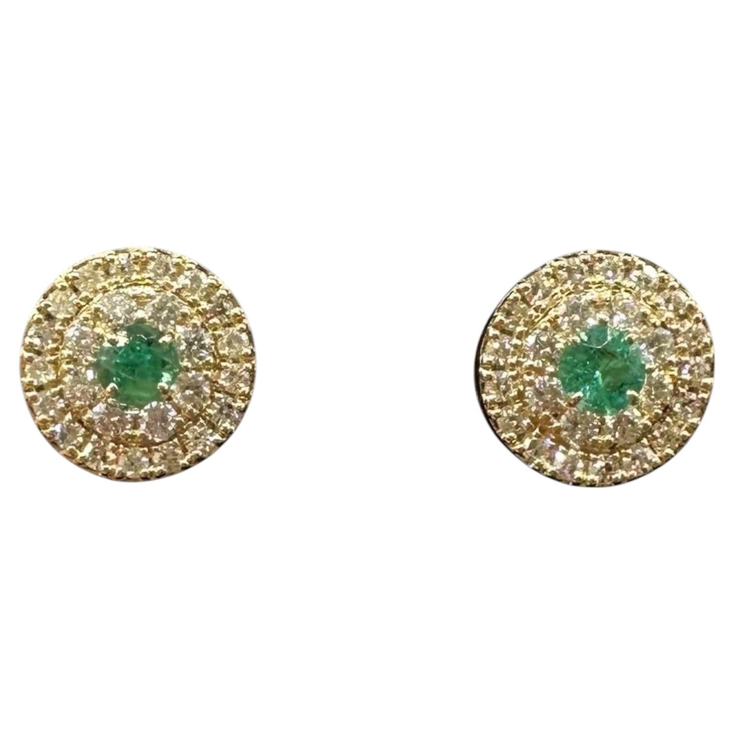 Emerald Diamond Stud Earrings 14kt Yellow Gold 0.57ctw GH SI Ne