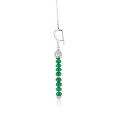 Emerald & Diamond Studded Pendant with Chain 18 Karat White Gold