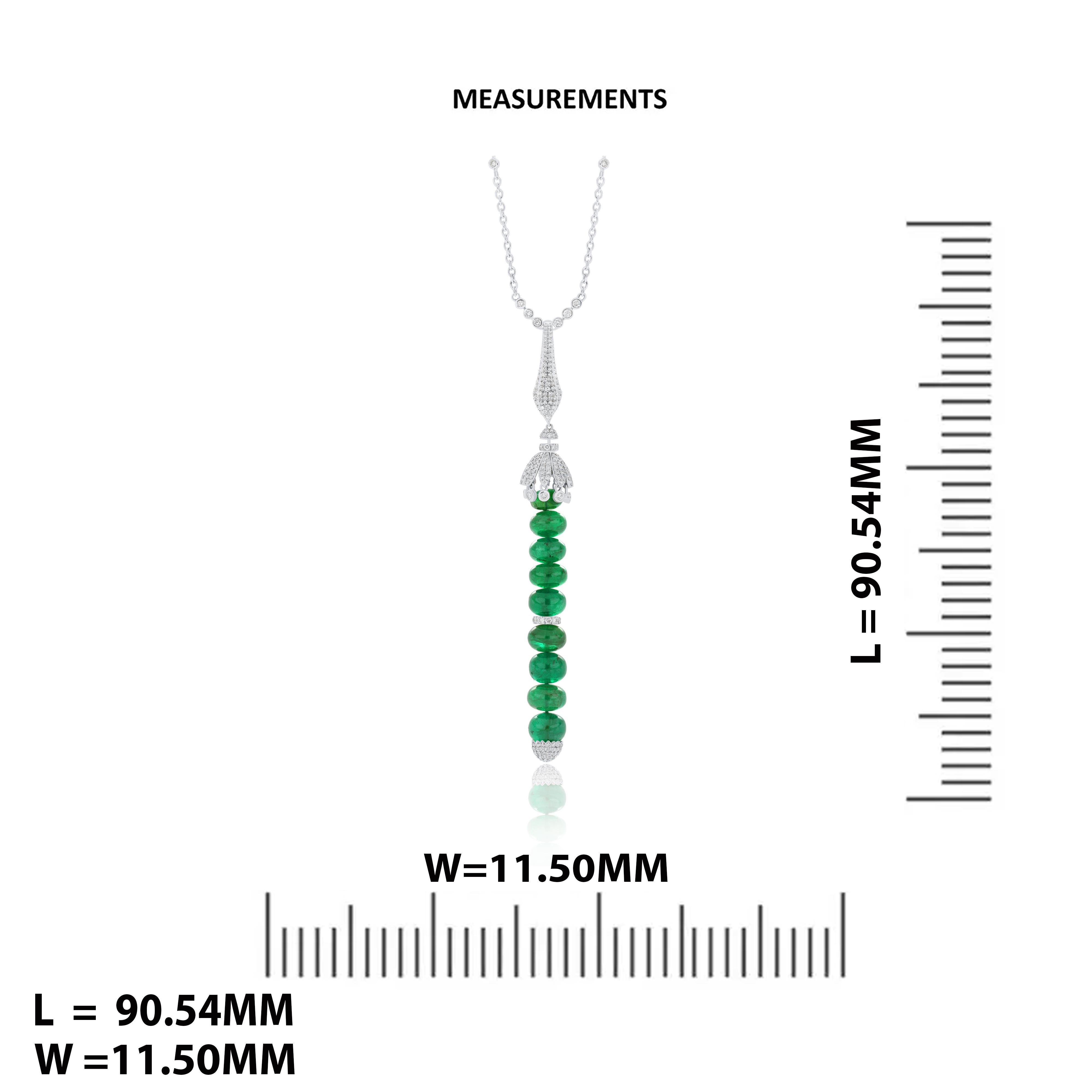 Smaragd & Diamant Nieten-Anhänger mit Kette aus 18 Karat Weißgold im Angebot 4