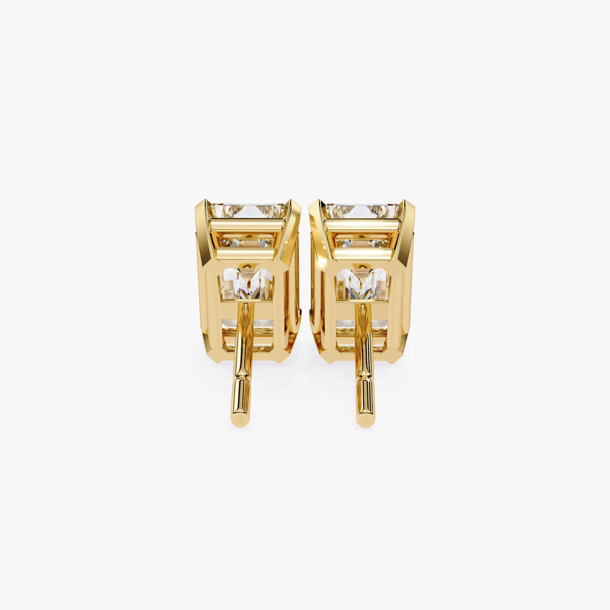 Women's or Men's Emerald Diamond Studs, 1/2 Carats TW, 14K Solid Gold, Everyday Studs, Pushback