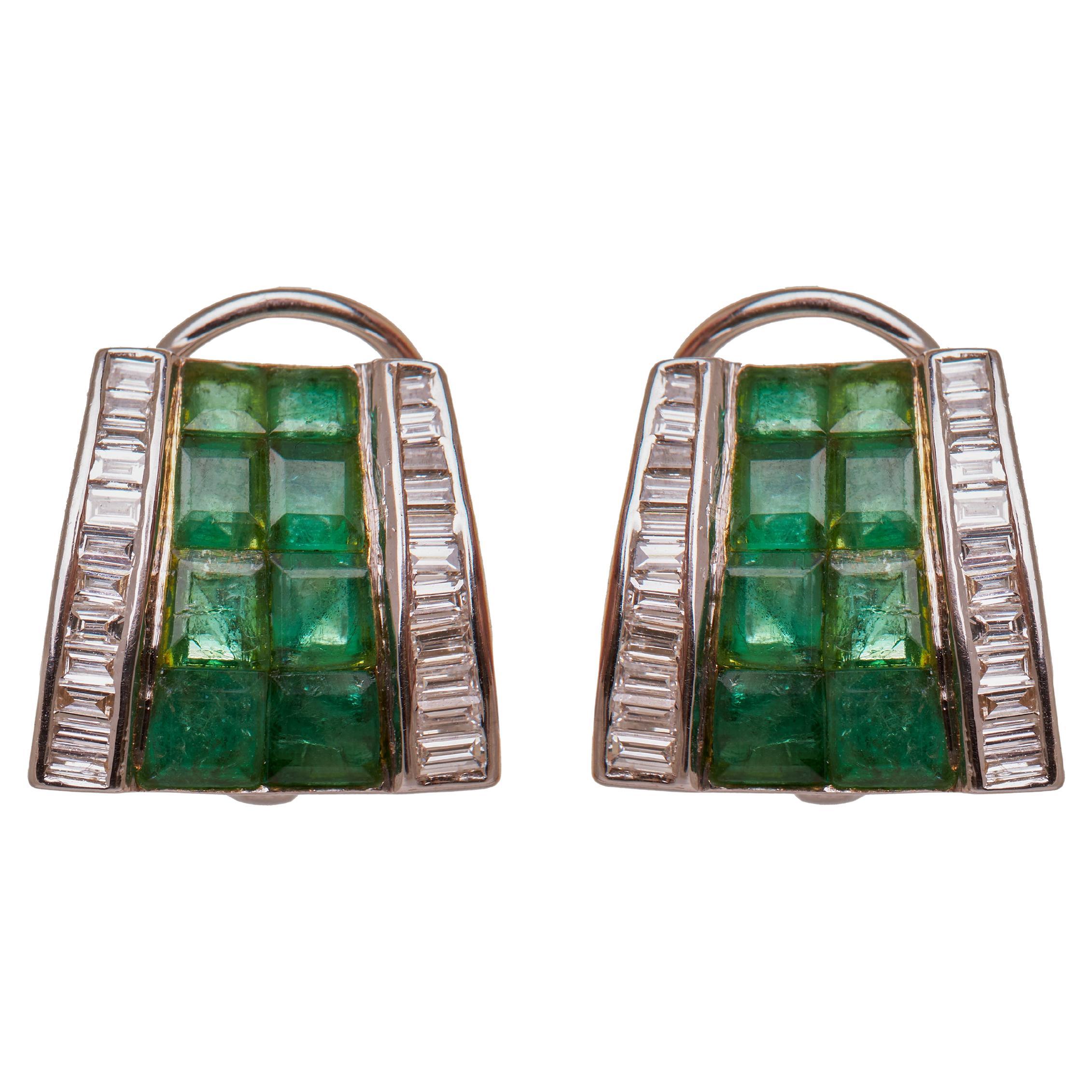 Esmeralda y diamantes en oro de 14 quilates en venta