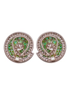 Smaragd- und Diamant-Wirbel-Ohrstecker aus 14kt Gold