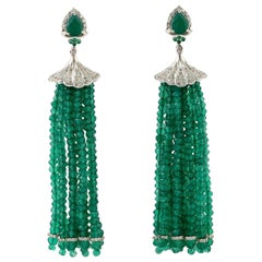 Emerald Diamond Tassel Earrings