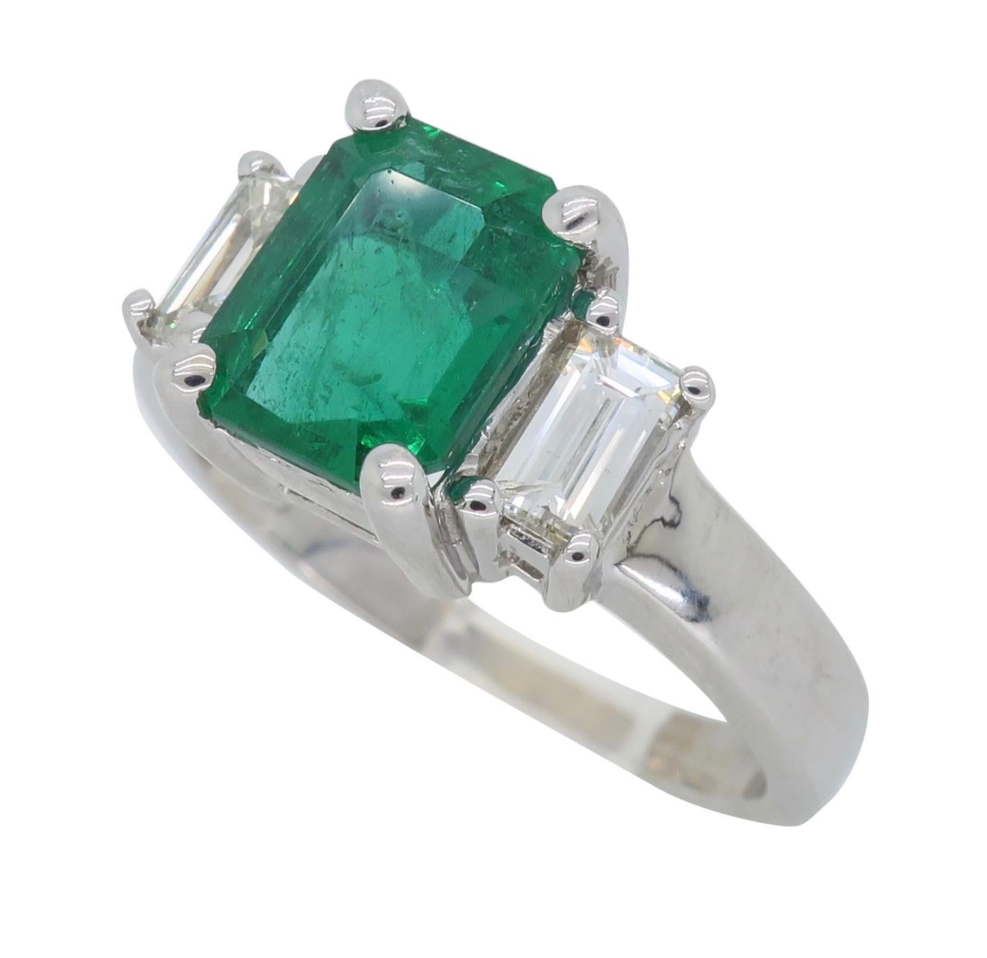 Emerald and Diamond Three-Stone Ring 1
