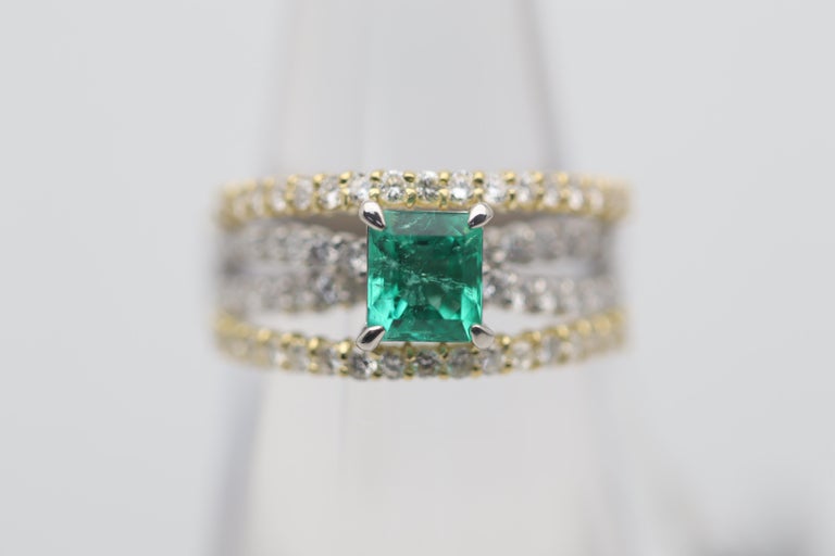 Emerald & Diamond Two-Tone Forever Ring