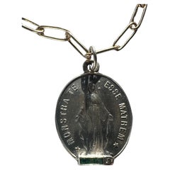 Oval Virgin Mary Necklace Emerald Diamond Silver J Dauphin