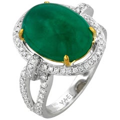 Emerald Diamond White and Yellow Gold Ring