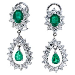 Emerald Diamond White Gold Drop Clip on Earrings Emerald Diamond White Gold Drop Clip on Earrings