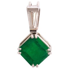Emerald Diamond White Gold Pendant