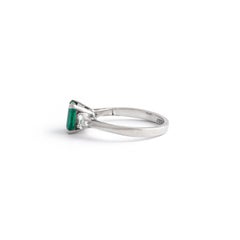 Emerald Diamond White Gold Ring