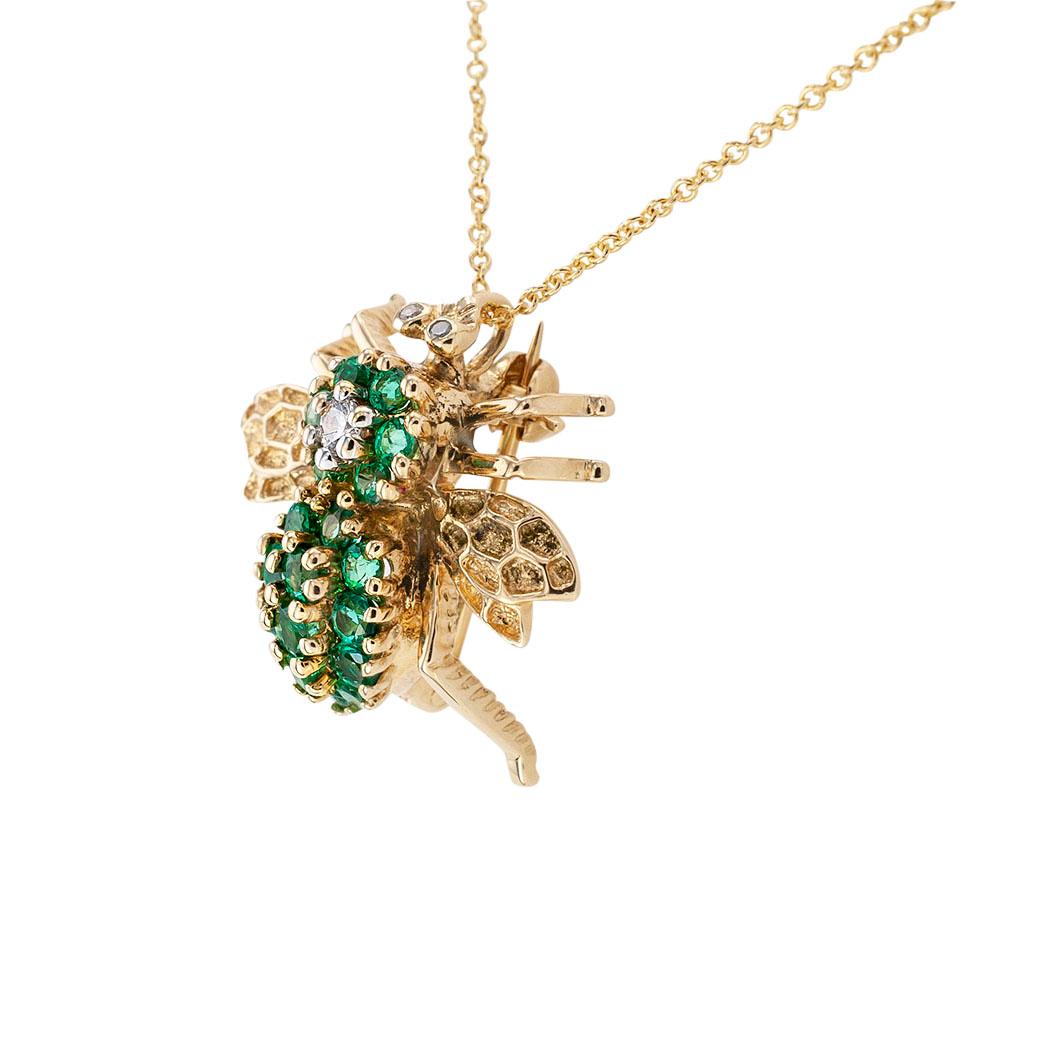 Emerald diamond and yellow gold bee brooch pendant.  Love it because it caught your eye, and we are here to connect you with beautiful and affordable jewelry.  It is time to claim a special reward for Yourself!  Clear and concise information you