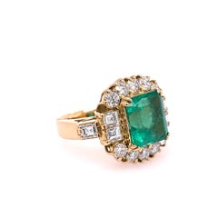 Emerald & Diamond Yellow Gold Ring