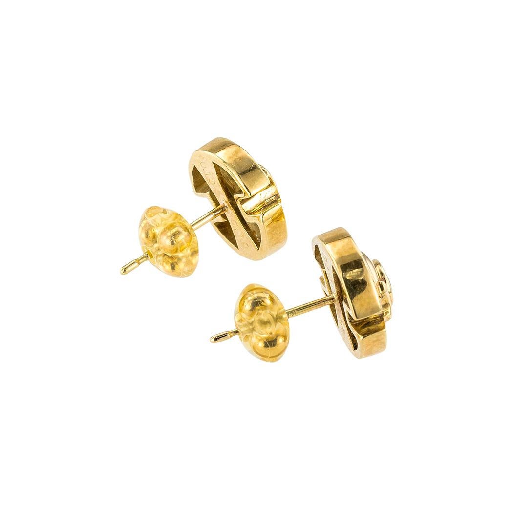 Round Cut Emerald Diamond Yellow Gold Stud Earrings