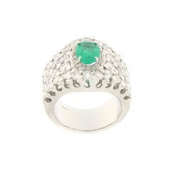 Emerald Diamonds 18 Karat White Gold Cocktail Ring