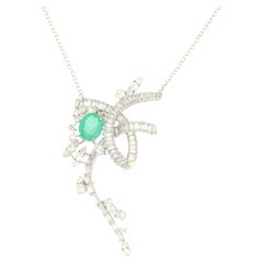 Emerald Diamonds 18 Karat White Gold Pendant Necklace