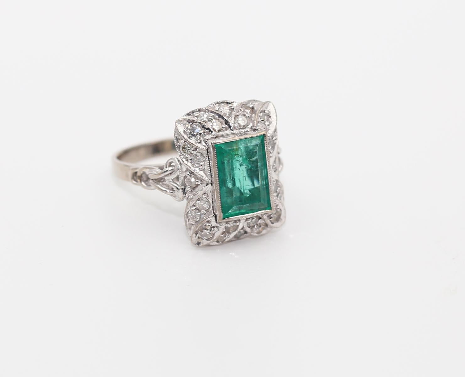 Emerald Cut 3.5Ct Emerald Diamonds 18K White Gold Ring, 1970  