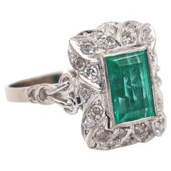 3.5Ct Emerald Diamonds 18K White Gold Ring, 1970  