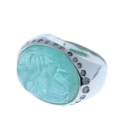 Botta gioielli emerald diamonds white gold dome ring