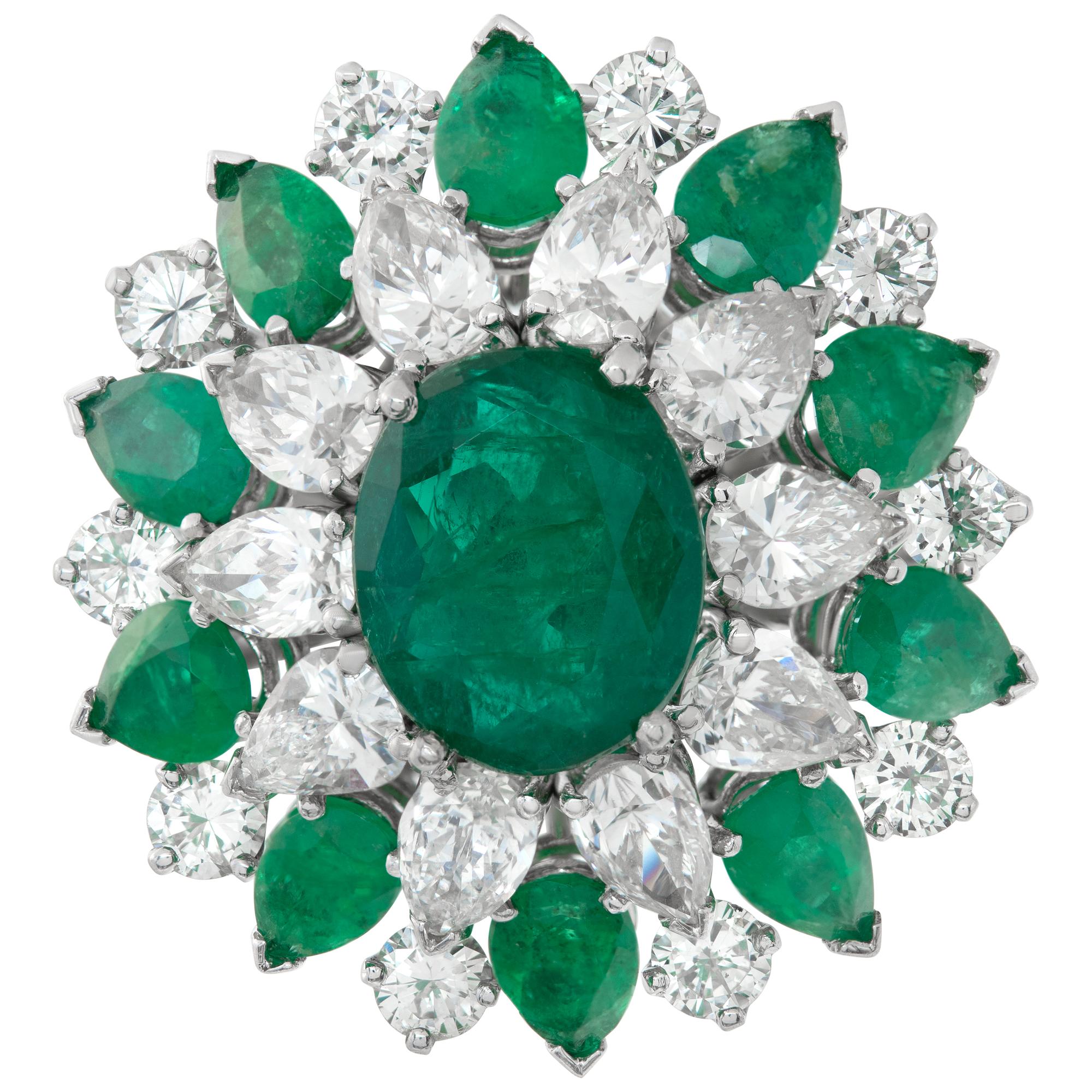 Pear Cut Emerald & Diamonds 