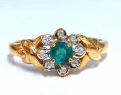 Emerald Diamonds Cluster Ring 14 Karat .30 Carat