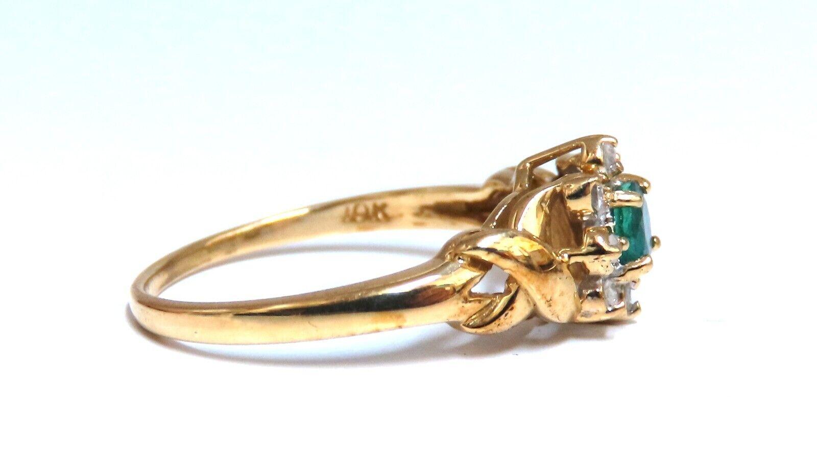 Round Cut Emerald Diamonds Cluster Ring 14 Karat .30 Carat For Sale