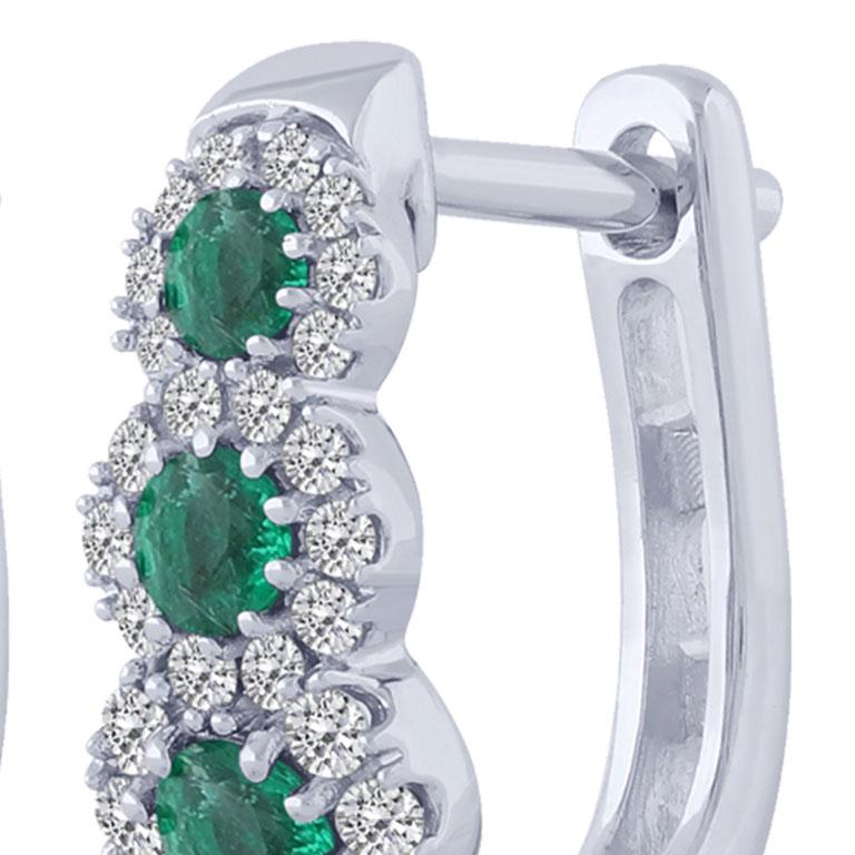 Contemporary Emerald Diamonds Earrings  For Sale