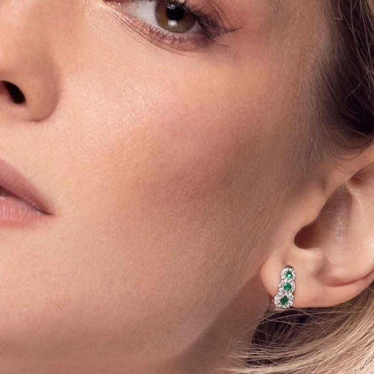 Women's Emerald Diamonds Earrings  For Sale