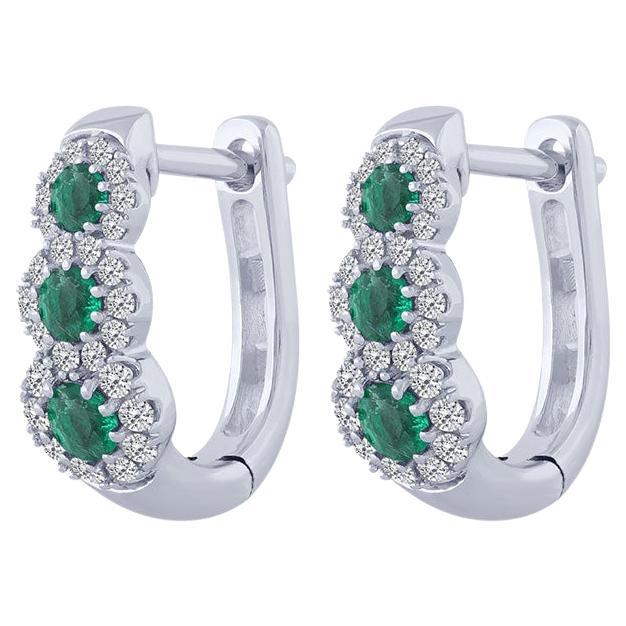 Emerald Diamonds Earrings  For Sale