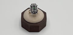 Emerald Diamonds Gold and Silver Dome Cocktail Ring, 1980s