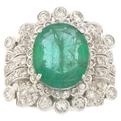 Emerald Diamonds Platinum Cocktail Ring