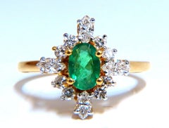Emerald Diamonds Ring 14 Karat 1.20 Carat Edwardian Deco*