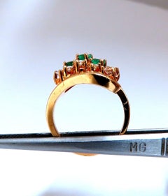 Emerald Diamonds Ring 14 Karat .36 Carat Natural Cluster Deco*