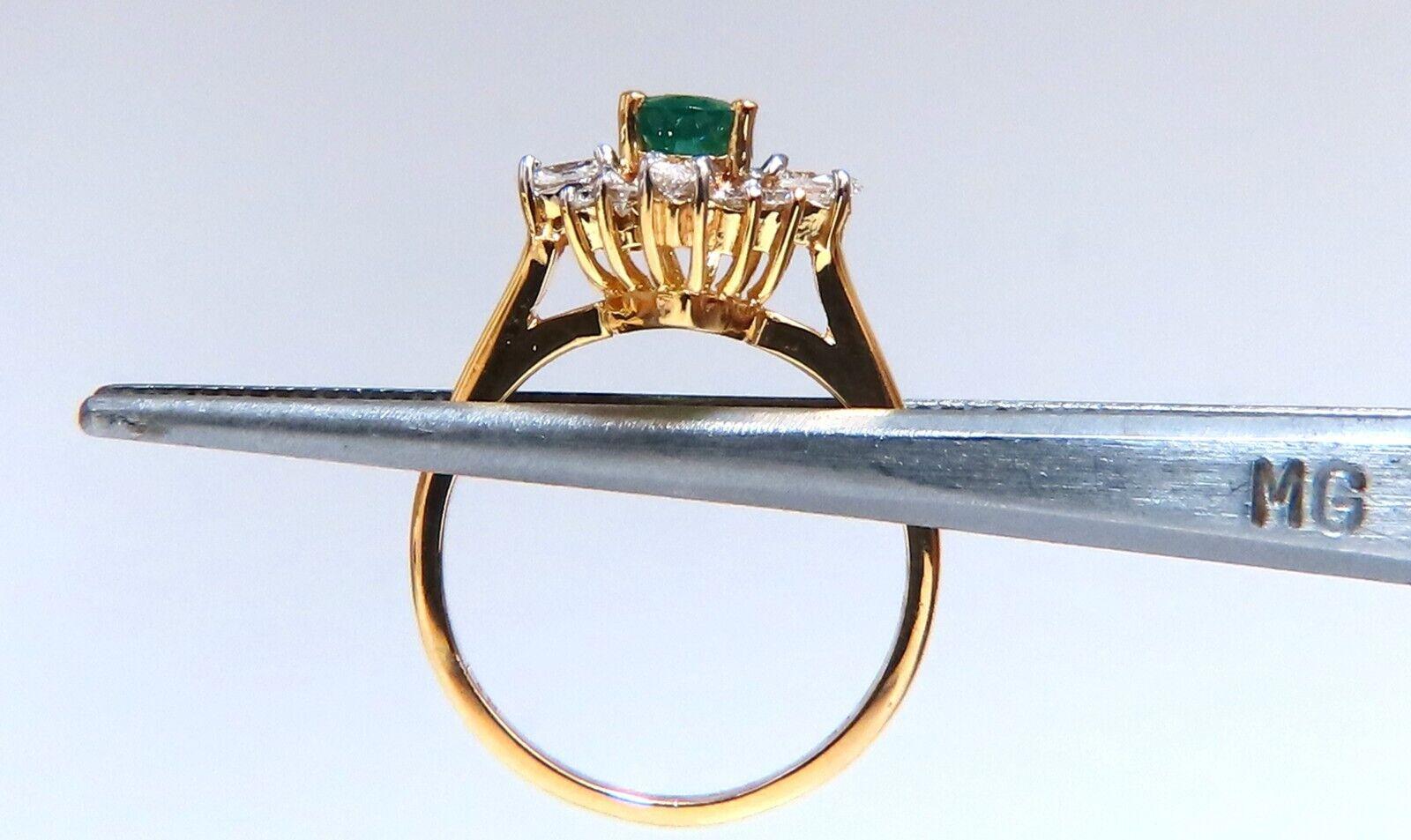 Emerald Diamonds Ring 14 Karat 1.20 Carat Edwardian Deco In New Condition For Sale In New York, NY