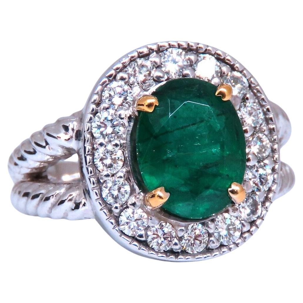 Emerald Diamonds Ring 14kt 2.69ct Natural Oval Brilliant For Sale