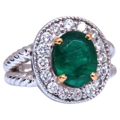 Emerald Diamonds Ring 14kt 2.69ct Natural Oval Brilliant