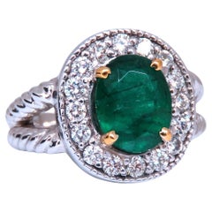 Emerald Diamonds Ring 14kt 2.69ct Natural Oval Brilliant*